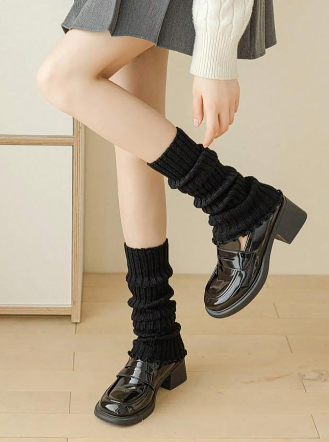 *daisysboutique* Retro Women 80s Adult Ribbed Knitted Leg Warmers Crochet Long Boot Socks for Party Dance Sports Yoga (Black, One Size) - Image 5